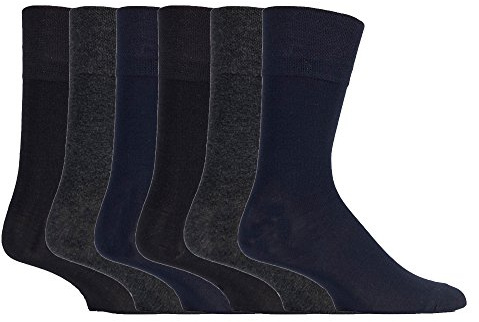 Gentle Grip Sock Shop 6 Pairs Mens Loose Soft Top Non Elastic Bamboo Socks