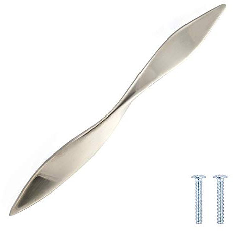 Decoranddecor Brushed Polished Twisted Kitchen Bathroom Cabinet Door Drawer Furniture Handles (160mm Hole Center, Brushed Chrome)