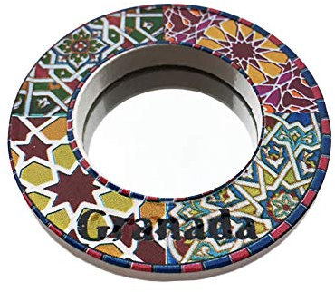 Imán para nevera de Granada España con espejo redondo 3D de resina, recuerdo de viaje, hecho a mano, decoración para el hogar y la cocina, regalo de colección de imanes para nevera