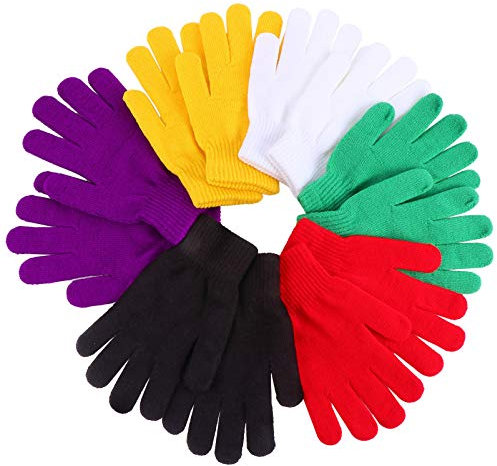 Winter Handschuhe: 6 Paar Unisex Handschuhe Stricken Dehnbar Fäustling Bulk Volle Finger Warme Handschuhe für Männer Frauen Sport