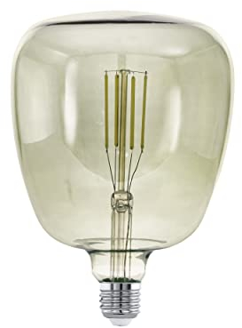 EGLO LED E27 dimmbar, Smoky Vintage Glühbirne in MID SIZE Ø 14 cm, Lampe für Retro Beleuchtung, 4 Watt (entspricht 33 Watt), 380lm, warmweiß, 3000 K, Leuchtmittel, Edison Glühlampe, T140