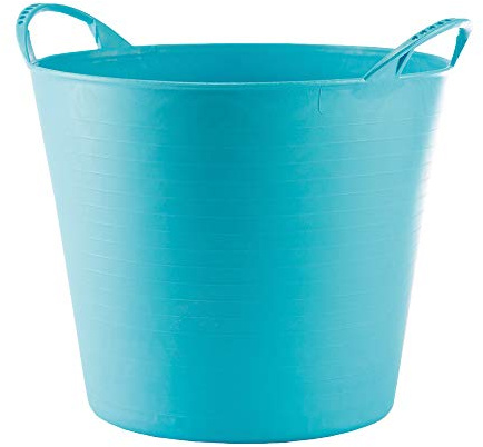 RED HOG Gartenkorb Kunststoff 26L Griffe Haltbarkeit: 120 kg Flexi Bag Wäschekorb Rund Behälter für Haus, Garten, Gebäude, Superstark, Mehrzweck, Verstärkungsrippen, Rissbeständig, Türkis