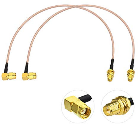 Bingfu Cable RP-SMA Rallonge Antenne WiFi 30cm Adaptateur de RP-SMA Mâle Angle Droit à Femelle RG316 pour Extension Telesurveillance Routeur WiFi Caméra IP Carte Réseau Sans Fil Mini PCIE,2-Paquet