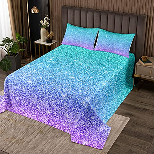 richhome Pailletten Bettüberwurf tagesdecke,Lila Blau Farbverlauf Fantasy Stepp Decke 2 Teilig Tagesdecken,Sternengalaxie Universum Träumen Steppdecke für Kinder Jungen,170x210cm
