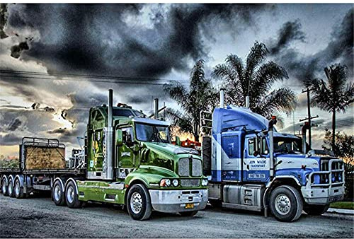 DIY 5D Diamond Painting Full Drill Set,Cooler Truck Round Kinder Malen nach Zahlen Diamant Painting Bilder,Strass Stickerei Mosaik Kreuzstich Kunsthandwerk für Heimdekor Wand 30x40cm 12x16in