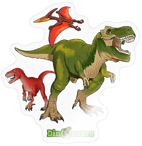 Spreadshirt Dinosaurier T-Rex Velociraptor Pteranodon Sticker, max. 10 x 10 cm, 10 x 10 cm, Transparent glänzend