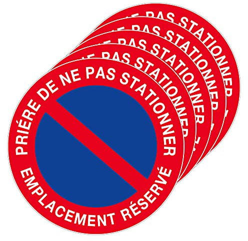 autocollant interdiction de stationner – stationnement interdiction – emplacement réservé- sticker en plastique 21x21cm (5) rouge