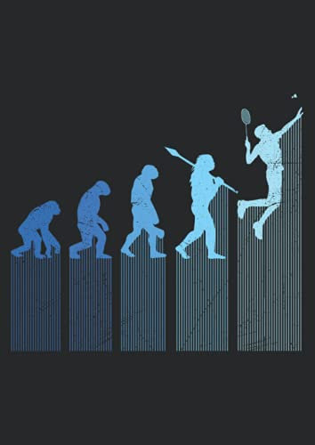 Notizbuch A4 dotted, gepunktet, punktiert mit Softcover Design: Badmintonspieler Evolution Affe Mensch Entwicklung Badminton: 120 dotted (Punktgitter) DIN A4 Seiten