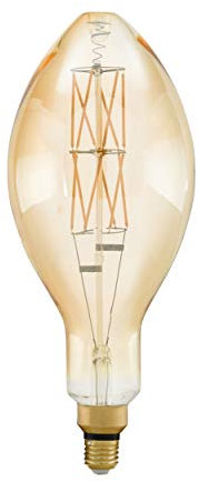 EGLO E27 LED Lampe dimmbar, extra-große Amber Vintage Glühbirne Big Size, Retro-Leuchtmittel in Kerzenform, 8 Watt (entspricht 60 Watt), 806 Lumen, warmweiß, 2100k, E140, Ø 14 cm