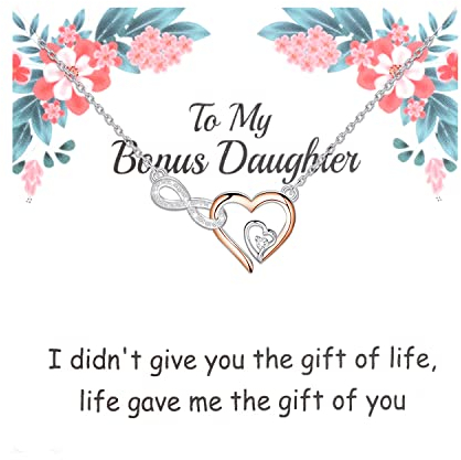 MYSOMY To My Bonus Daughter Halskette Stieftochter Halskette Bonus Tochter Geschenke für Stieftochter Adoptierte Tochter, Messing