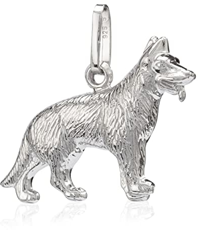 NKlaus Kettenanhänger Schäferhund 925 Silber poliert rhodiniert 21x12mm Klein Amulett 1028