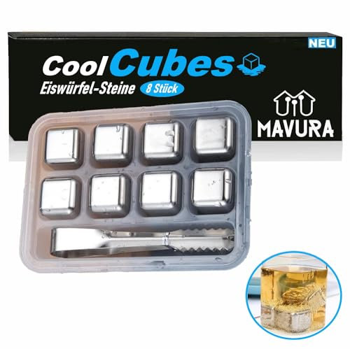 CoolCubes Premium Edelstahl Whisky Steine Kühlsteine, Whiskysteine Eiswürfel wiederverwendbar [8er Set]