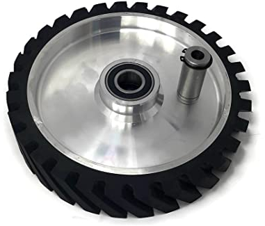 10 x 2 Belt Grinder Contact Wheel,Belt Sander Bearings Serrated Rubber Contact Wheels With 2 heavy Duty bearing 6205 RS