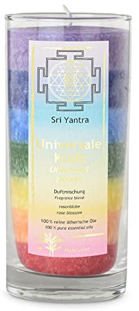 Unique Duft Rosenblüte Chakra Kerze Sri Yantra Multicolor ca. 14 cm