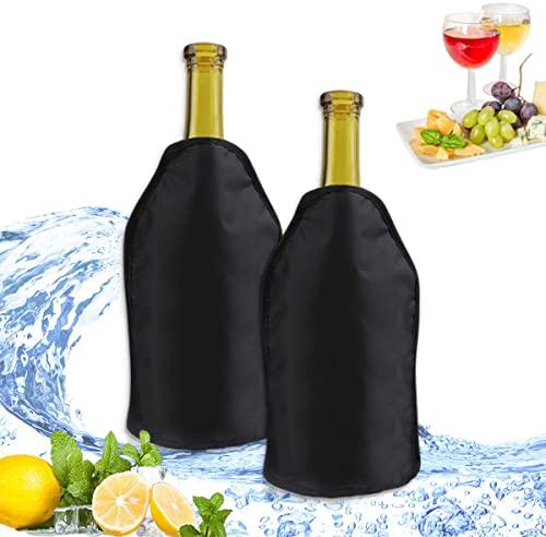 Funda enfriadora de vino con protector de enfriamiento instantáneo y mantiene tu bebida fría, mantiene fresca y fría, vino champán (negro)
