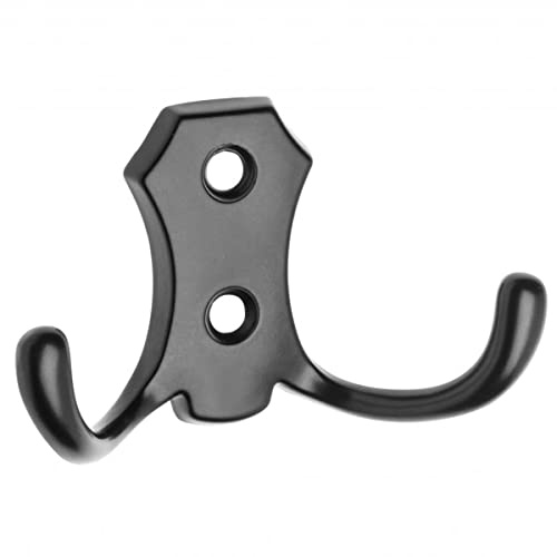 MS Beschläge klassischer Mantelhaken Garderobenhaken Kleiderhaken Handtuchhaken Handtuchhalter Zamak Doppel-Wandhaken (Schwarz matt)