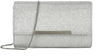 AFKOMST Petit sac à main pour femme - Sac à bandoulière d'été et sac à main en paille avec bandoulière en chaîne, Argenté.