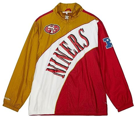 Mitchell & Ness San Francisco 49ers NFL Arched Retro Lined Windbreaker Red Gold Jacke - L