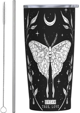 SUPLUCHOM Insulated Tumbler Butterfly Black Magic 20 OZ with Lids and Straw Stainless Steel Vacuum Cup Coffee Water Leakproof Travel Mug For Home Office School