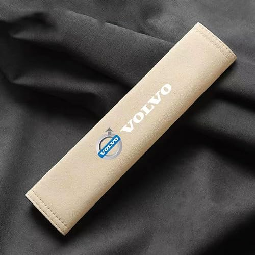 CIADAZ Auto Gurtpolster für Volvo V90 2020 2021 2022 2023, Sicherheitsgurt Schulterpolster Gurtpolster Gurt Polster Hochwertige Leder Bequemes Innenzubehör,Beige