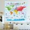 DECOWALL TP-009 Wandteppich mit Weltkarte Wandteppich für Kinder Wandbehang für Schlafzimmer Wohnzimmer Kunst Heimdekoration Polyester 150 x 130 cm (60 x 50 Zoll)