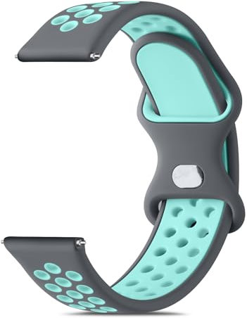 Vancle Bracelet montre 22mm 20mm Hommes Femmes, Nouveau bracelet en silicone étanche 22mm 20mm Accessoires Smartwatch Deux couleurs Bracelets respirants pour hommes Femmes