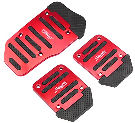 Adunsiaoto 3 Stück Autos Pedal Abdeckung, Autos Pedals für Bremsen Kupplungen und Öltanks Verwendet, Auto-Beschleuniger Gas Bremspedal Kupplungspedal(Rot)