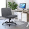COLAMY Breiter Bürostuhl, Gepolsterter Armloser Schreibtischstuhl Drehbarer Home Office Stuhl 115° Wippfunktion Ergonomischer Computerstuhl für Home Office, Schminken, Gaming (Mit Rollen, Dunkelgrau)
