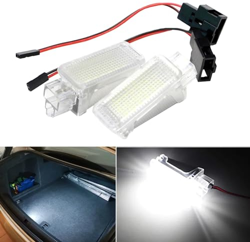 BHZNGD Innentür-Projektorlicht fürs Auto, 2 Stück 12 V 6000 K weiße Kofferraum-/Gepäckraum-Innenraumbeleuchtung, kompatibel mit Skoda Octavia Fabia Superb Roomster Kodiaq, Fußraum-Kofferraumleuchte