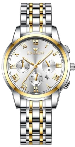 OIDEA Damen Uhren Dreizählwerk Armbanduhr: Gold Silber Elegant Analog Quarz Damenuhr Edelstahl mit Römischer Zifferblatt Verstellbar Wasserdicht Geschenk für Frauen Freundin Schwester Mutter