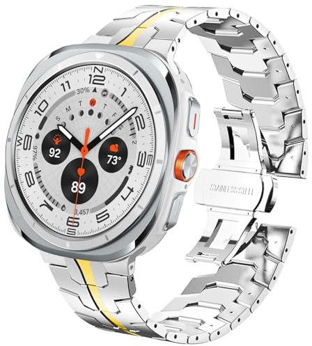 DEALELE Cinturino compatibile con Samsung Galaxy Watch 7 Ultra (47 mm), sottile meccanico, in acciaio inox e metallo, per Galaxy Watch Ultra 47 mm, uomo e donna, galaxy 7 ultra (47mm), Acciaio