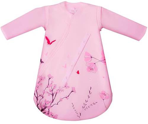 Little Chicks Baby Sleeping Bag, 2.5 Tog, 100% Cotton, Detachable Sleeves, Double Zip, for Infants from Birth to 6 Months (Pink)