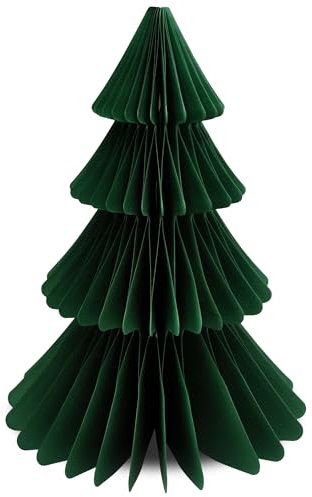 Frau WunderVoll® Papierbaum matt grün Magnetverschluss Ø22cm H30cm / Tannenbaum Weihnachtsbaum Weihnachten Dekoration Tischdeko Weihnachtsdeko Weihnachtsdekoration Fenster-Deko
