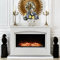 Warmiehomy Electric Fireplace, 34'' Electric Fire and Surround, 48'' Free Standing White Electric Fire Suite with Realistic LED Flame Effect, Remote Control & Overheat Protection