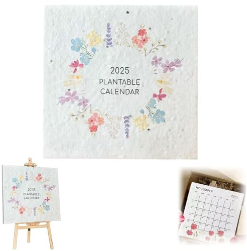 Plantable Seed Calendar 2025, Modern Greenery Calendar Planner with Plantable Growing Plants, 2025 Flowers Calendar 12 Monthly, Eco-Friendly Greenery Planner for Planning, Scheduling and Organization