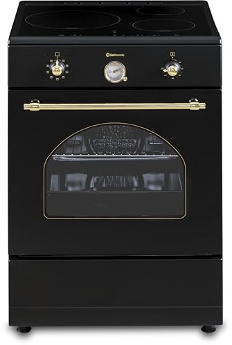 INDUCCION COCINA SOLTHERMIC 60x60 VTI60 NEGRA ACABADOS DORADOS/HORNO GRAN CAPACIDAD CON TURBO 60L / FUNCIONES BOOSTER, ALTA POTENCIA, CALENTAMIENTO RÁPIDO / 3 ZONAS (1 GRAN ZONA) / BAJO CONSUMO (A)