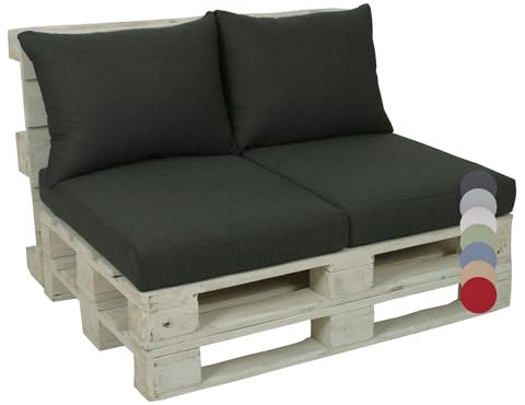 GO-DE Textil Bequeme und attraktive Polsterauflagen für Paletten-Loungen (4-teilig, für eine komplette Palettenlounge, Uni Anthrazit, Palettenkissen)