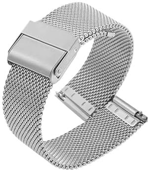 Uhrenarmband aus Metallgeflecht, 8–24 mm, for Herren und Damen, universelles Uhrenarmband aus Edelstahl, Ersatzarmband for Quarzuhren oder Smartwatches(Silver,15mm)