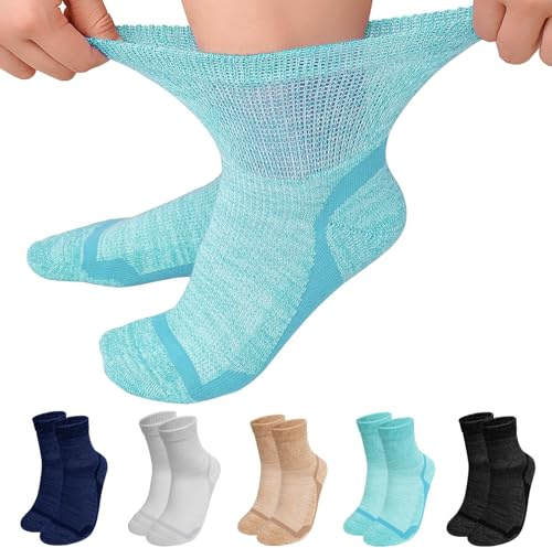 LOFIR Chaussettes Diabétiques en Bambou pour Femme: Socquettes Sans Couture et Sans Élastique pour Homme - Pour Femmes Enceintes et Personnes Âgées Aux Pieds Enflés 5 Paires Taille 39-46