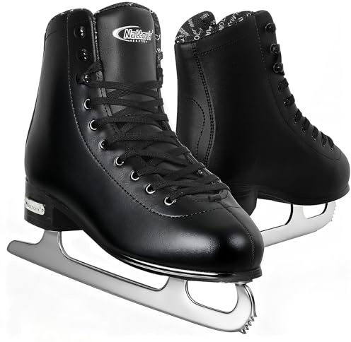 Nattork Figure Skates for Man and Woman Excellence Stainless Steel Blades Ice Figure Skating with Enhanced Support Strength Performance and Ultimate Comfort Black