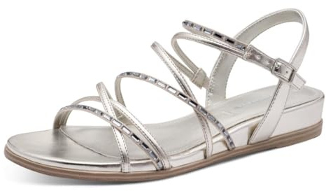 Tamaris Damen Flat Sandals Synthetik, metallic, 37 EU