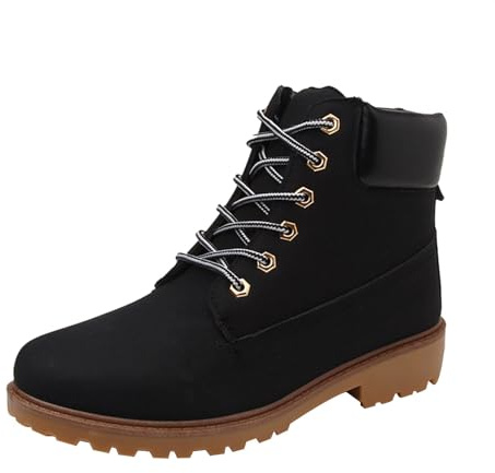 Comfortable Boots for Women UK Winter Boots for Women UK Wide Fit, Waterproof Ankle Snow Booties with Non-Slip Ice Traction, Thermal Faux Fur Lining & Side Zipper Womens Ankle Size 5