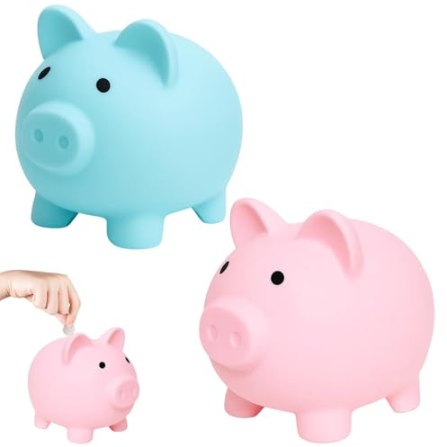 2 Stück Mini Luck Sparschwein Glücksschwein, Sparschwein Kinder, Bruchsicheres, Spardose, Unzerbrechliches Für Kinder, Iedliche Münzbank, Plastikspardose