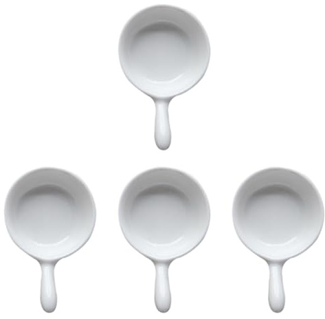 SEWACC Lot de 4 Coupelles à Sauce en Céramique Blanche Poignée Mini Bols à Condiments pour Sauces et Amuse-Gueules Porte-Sauces Pratiques et Compactes pour Usage Cuisine et Restaurant