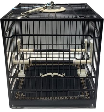 Vogelkäfig Holz Quadrat Vogelkäfig Weiß Metall Haken Vintage Muster Hangable Atmungsaktiv Tragbare Vogelkäfige