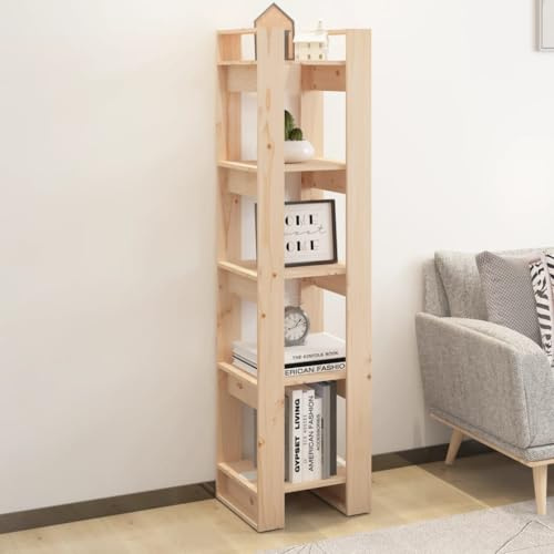 Owoxanthellate Bücherregal Raumteiler Kiefer massiv 41x35x160 cm Modernes Design Standregal ohne Rückwand für Wohnzimmer Flur Schlafzimmer