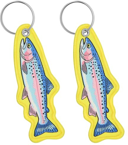 Lot de 2 porte-clés de pêche, porte-clés hameçon originaux, breloque pour sac à dos homme, accessoire décoratif mignon pour voiture, sac à dos, clé
