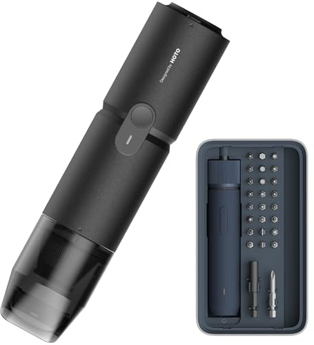 HOTO Kit Cacciavite Elettrico 3,6V con 25 Punte S2 e Mini Aspirabriciole Senza Fili 15000pa