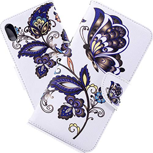 COTDINFOR iPhone XS MAX Protection Case for Girls Cute Animal Flip Case Flexible PU Premium Leather Shockproof Slim Case Cover with Card Holder for iPhone XS MAX (6.5 inch) Drak Butterfly BF.