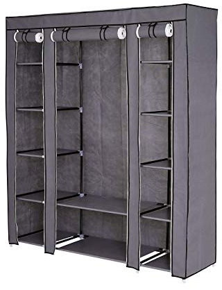 dibea Faltbarer Stoff-Kleiderschrank 175x150x45 cm, grau